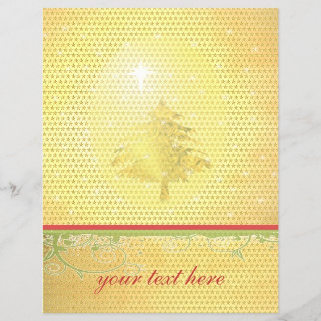 Gold Christmas Tree with Stars Flyer (Front)