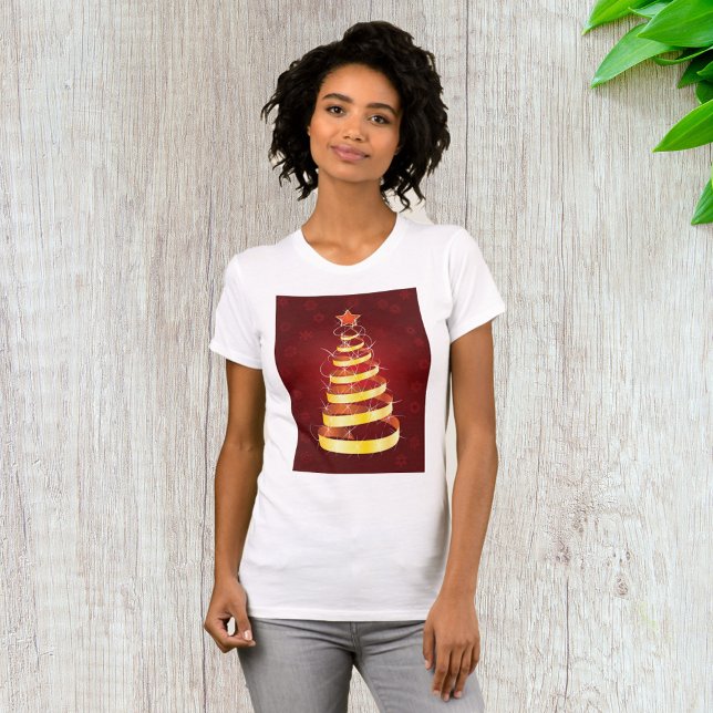 Gold Christmas Tree Womens T-Shirt (Creator Uploaded)