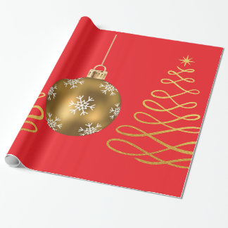 Gold Christmas trees and Christmas Ornament Wrapping Paper