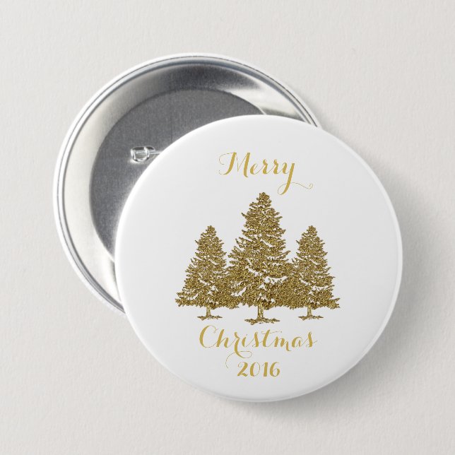 Gold Christmas Trees Button (Front & Back)