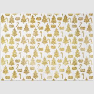 Gold Christmas Trees Candy Canes White Christmas Tissue Paper