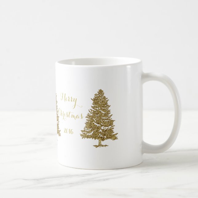 Gold Christmas Trees Coffee Mug (Right)