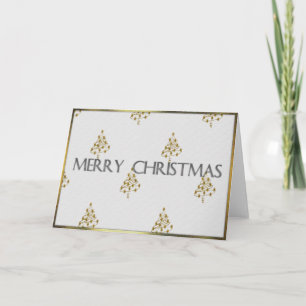 Gold Christmas Trees Merry Christmas Holiday Card