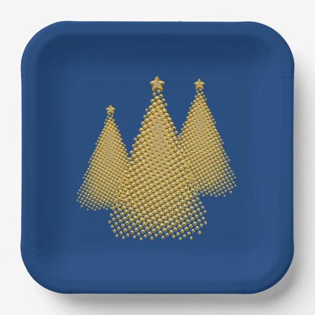 Gold Christmas Tree's Paper Plate (Front)