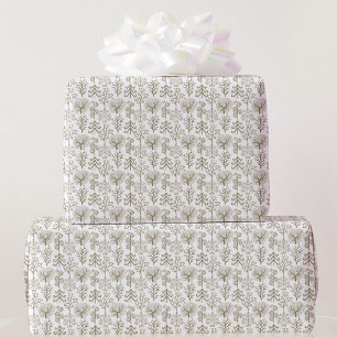 Gold Christmas Trees Small Scale Wrapping Paper