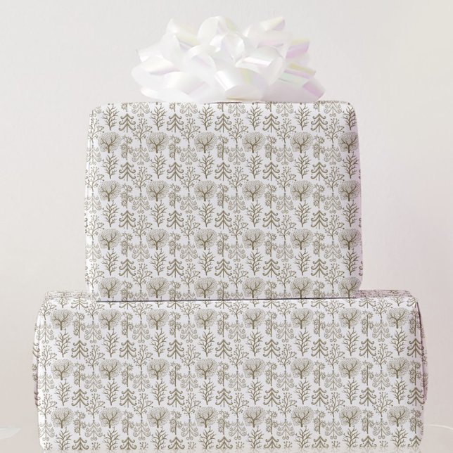 Gold Christmas Trees Small Scale Wrapping Paper (Creator Uploaded)