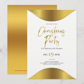 Gold Christmas typography dinner party invite
