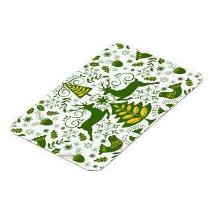 Gold Christmas Woodland Deer Birds in Bloom Magnet