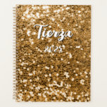 Gold Chunky Glitter Personalised Planner<br><div class="desc">A modern bold name in white with a black drop shadow on a blank planner. The font size,  colour and style are customisable. increase the font size for short names if you'd like. The background is a faux gold confetti or sequin glitter with sparkly spots or blurry bokeh.</div>