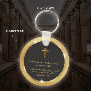 Gold Church Anniversary Event Souvenir Bible verse Key Ring
