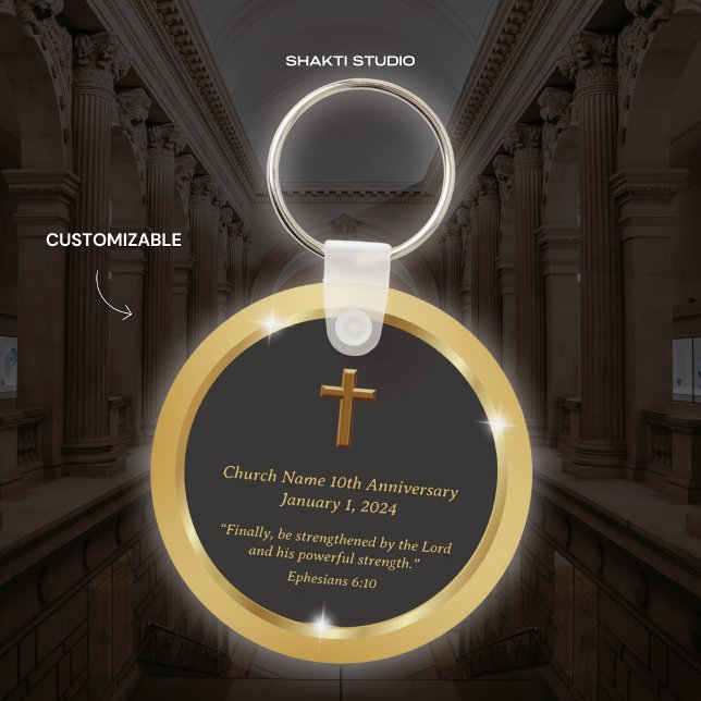 Gold Church Anniversary Event Souvenir Bible verse Key Ring (Creator Uploaded)