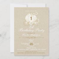 Gold Cinderella Carriage Kraft First 1st Birthday