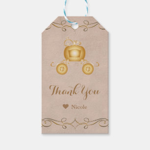 Gold Cinderella Pumpkin Carriage Party Favour Gift Tags