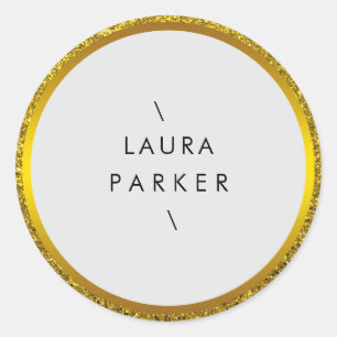 Gold Circle Glitter Rings Border Minimalistic  Classic Round Sticker