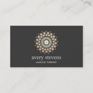 Gold Circle Mandala Logo Massage Therapy and Yoga Business Card