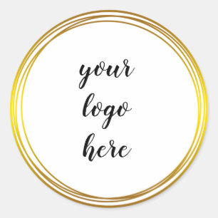 Gold Circle Rings Border Glitter Custom Logo Class Classic Round Sticker
