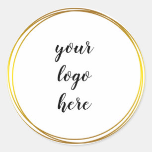 Gold Circle Rings Border Glitter Custom Logo Class Classic Round Sticker