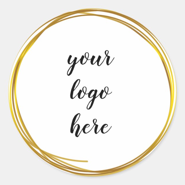 Gold Circle Rings Border Glitter Custom Logo Class Classic Round Sticker (Front)