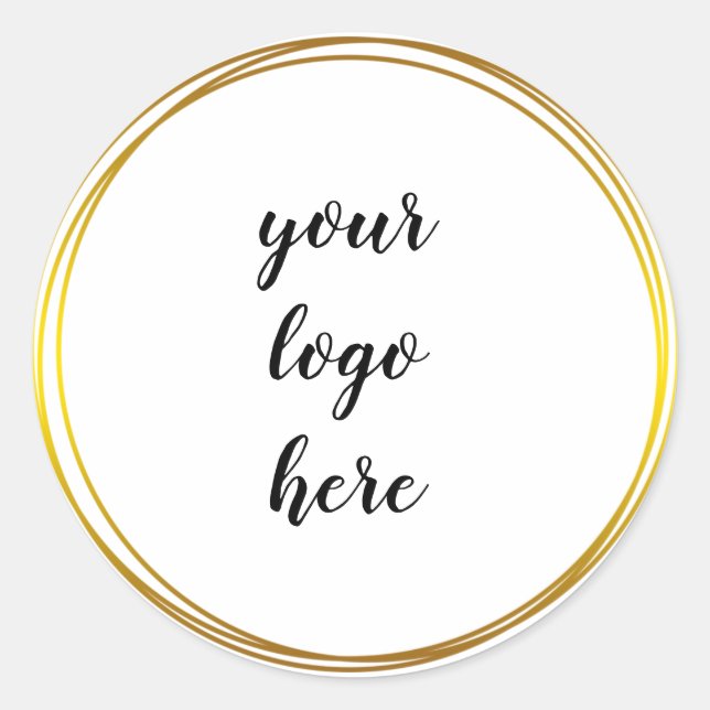 Gold Circle Rings Border Glitter Custom Logo Class Classic Round Sticker (Front)