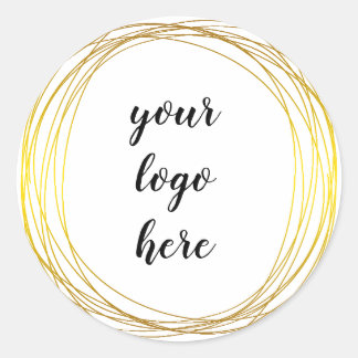 Gold Circle Rings Border Glitter Custom Logo Classic Round Sticker