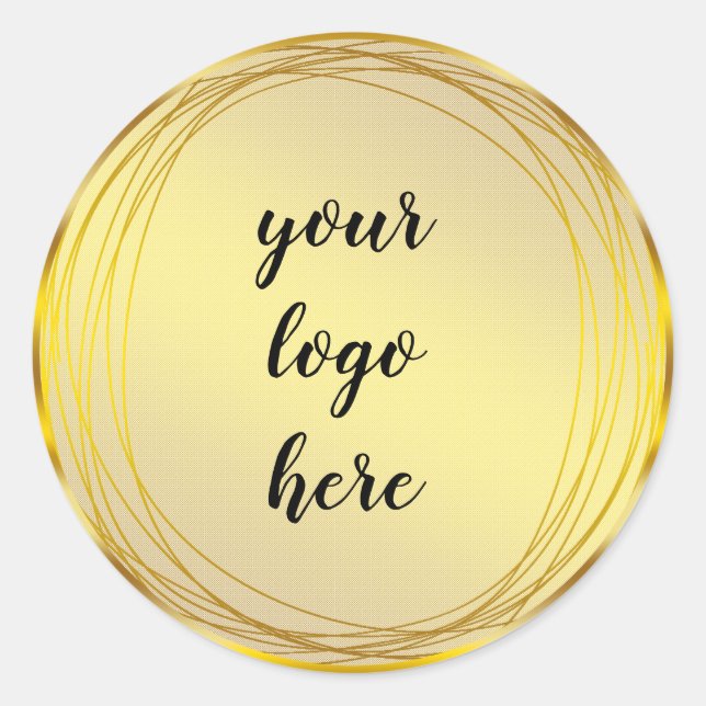 Gold Circle Rings Border Glitter Custom Logo Classic Round Sticker (Front)