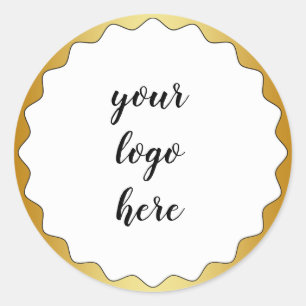 Gold Circle Rings Border Glitter Custom Logo  Classic Round Sticker