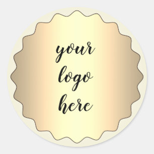 Gold Circle Rings Border Glitter Custom Logo Classic Round Sticker