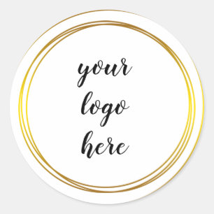 Gold Circle Rings Border Glitter Custom Logo  Classic Round Sticker