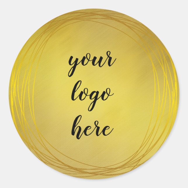 Gold Circle Rings Border Glitter Custom Logo Classic Round Sticker (Front)