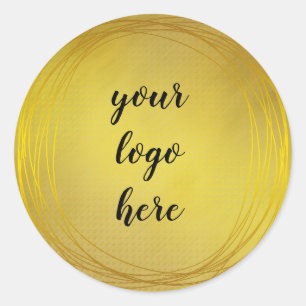 Gold Circle Rings Border Glitter Custom Logo Classic Round Sticker