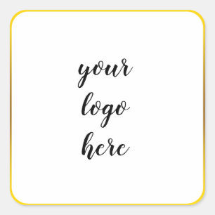 Gold Circle Rings Border Glitter Custom Logo  Square Sticker