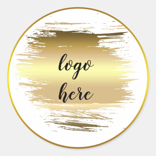 Gold Circle Rings Splatter Glitter Custom Logo Classic Round Sticker (Front)