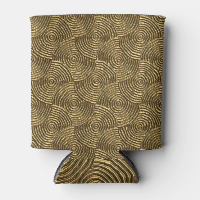 Gold Circle Texture: Abstract Seamless. Can Cooler (Front)