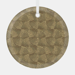 Gold Circle Texture: Abstract Seamless. Glass Tree Decoration