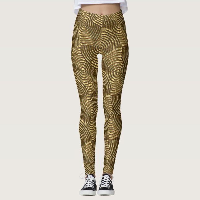 Gold Circle Texture: Abstract Seamless. Leggings (Front)