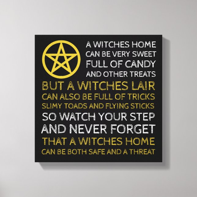 Gold Circled Pentagram, Halloween Canvas Print (Front)