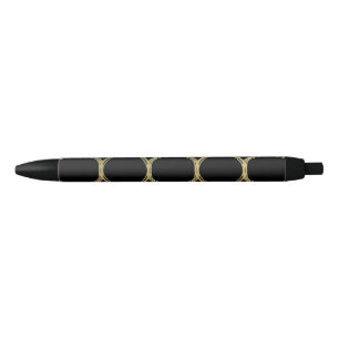 Gold Circles & Black Modern Trendy Chic Glam Ink Pen