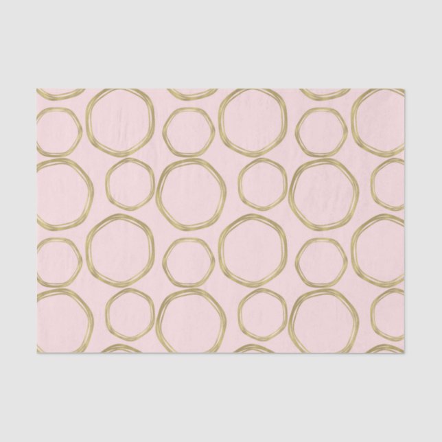 Gold Circles & Blushing Pink Modern Trendy Chic Tissue Paper (Front)