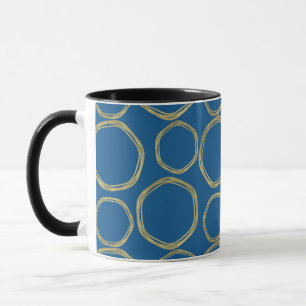 Gold Circles & Bright Blue Modern Trendy Mug