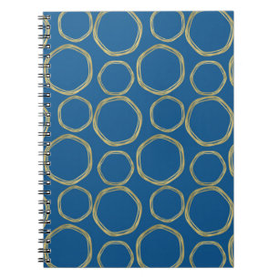 Gold Circles & Bright Blue Modern Trendy Notebook