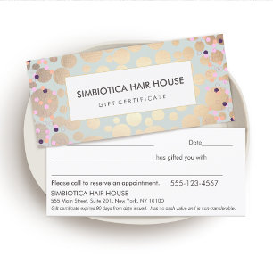 Gold Circles Confetti Salon Spa Gift Certificate