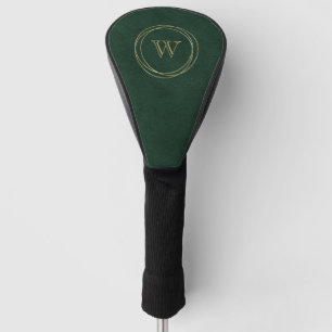 Gold Circles Dark Green Monogram Golf Head Cover