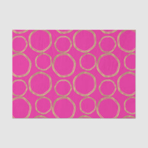 Gold Circles & Hot Pink Bright Bold Modern Trendy Tissue Paper