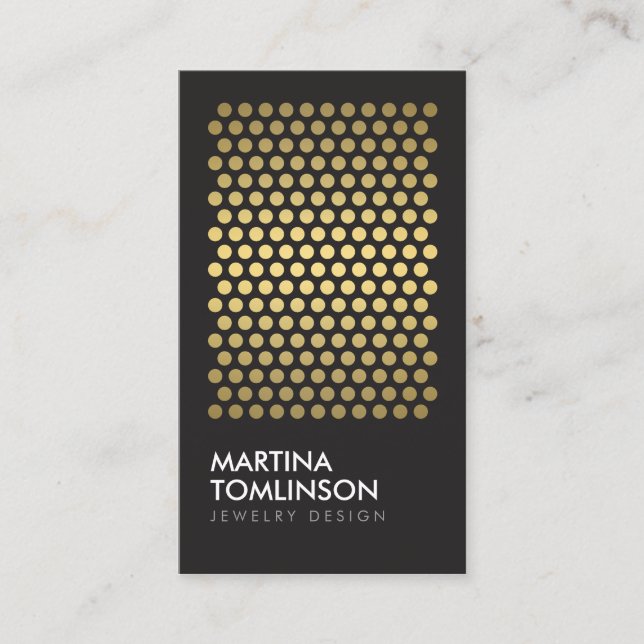 Gold Circles on Black Designer Business Card (Front)