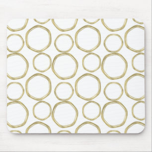 Gold Circles On White Modern Mouse Pad