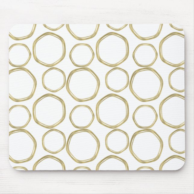 Gold Circles On White Modern Mouse Pad (Front)