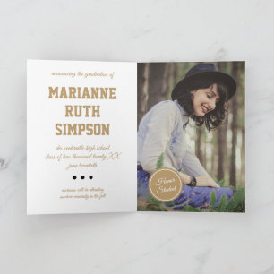 Gold Circles Photo Graduation Invitation