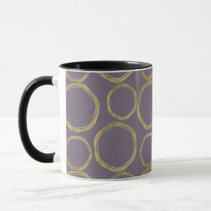 Gold Circles & Rustic Taupe Purple Modern Trendy Mug