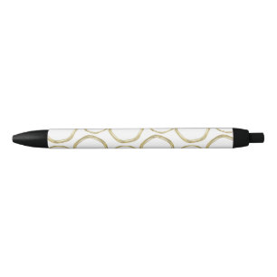 Gold Circles & White Modern Trendy Chic Glam Black Ink Pen