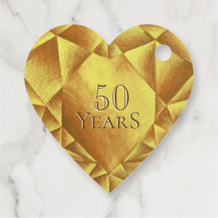  Gold Citrine Watercolor Heart Wedding Anniversary Favour Tags